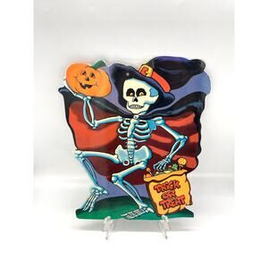 Vintage Eureka USA Halloween Die Cut Skeleton Decoration Double Sided 13" x 10"
